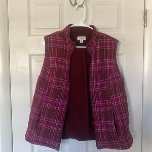 Croft & Barrow Burgundy Plaid Vest